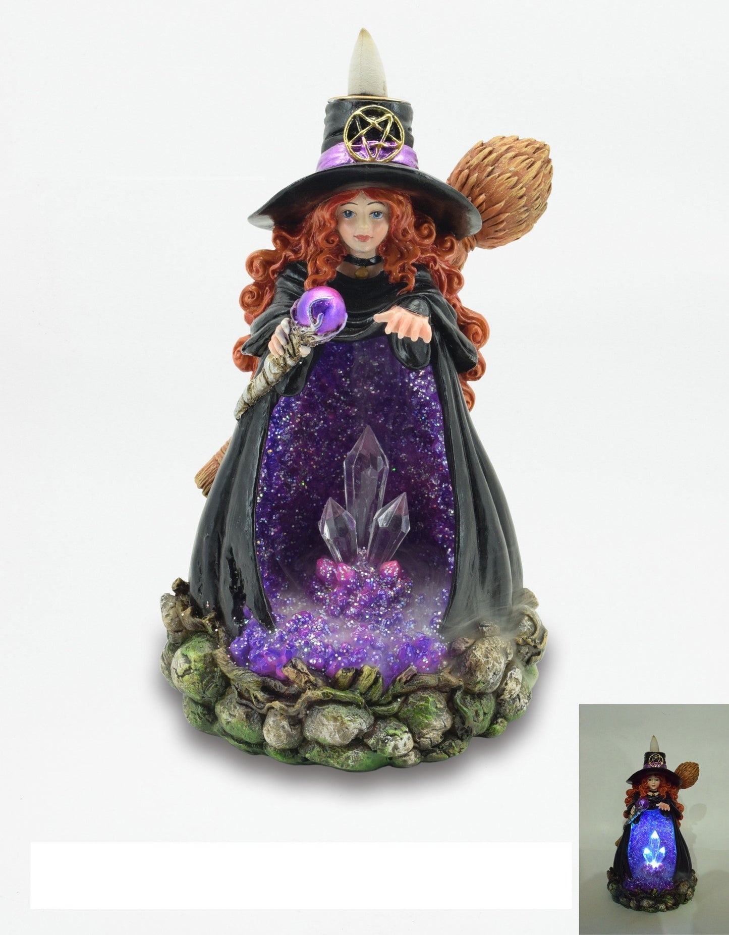 WITCH PURPLE CRYSTAL BACK FLOW BURNER W/LED