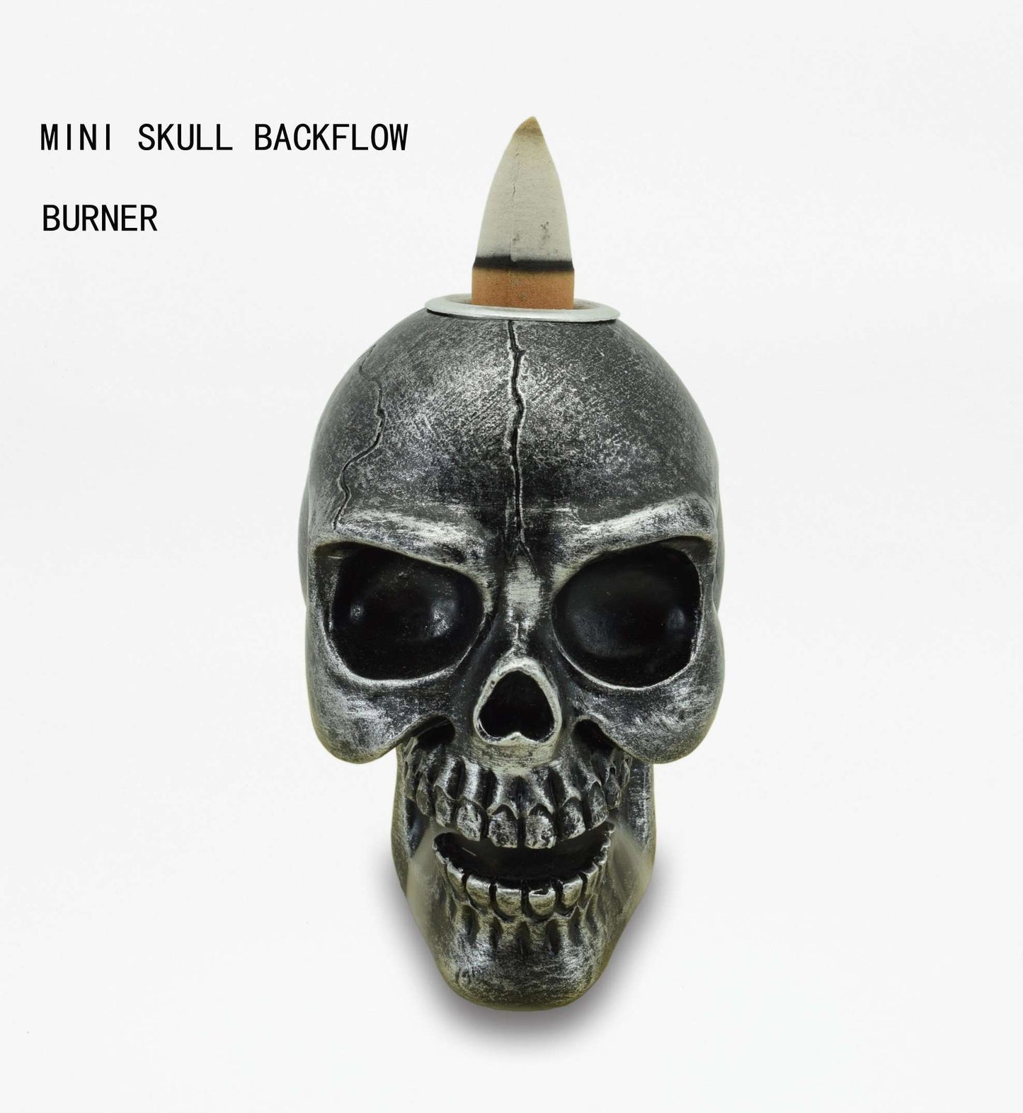 MINI SKULL BACK FLOW BURNER - silver