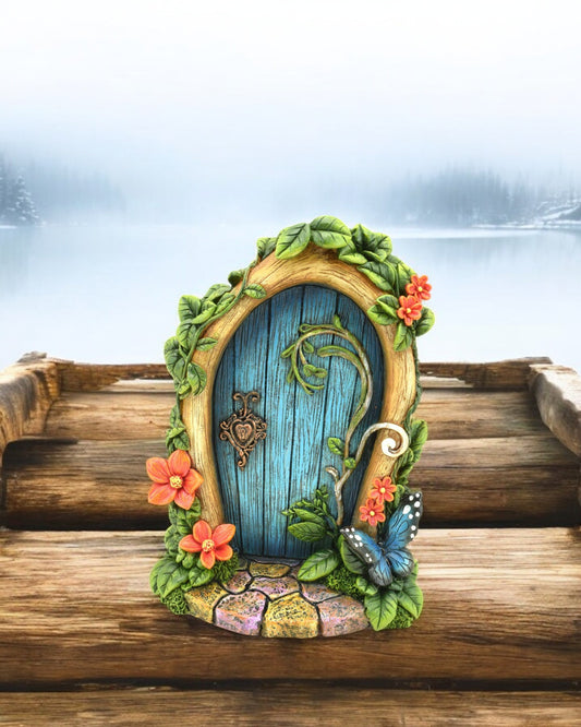 Blue Fairy Door with Butterfly