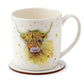 Jan Pashley Highland Coo Cow Porcelain Mug & Coaster Set