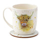 Jan Pashley Highland Coo Cow Porcelain Mug & Coaster Set