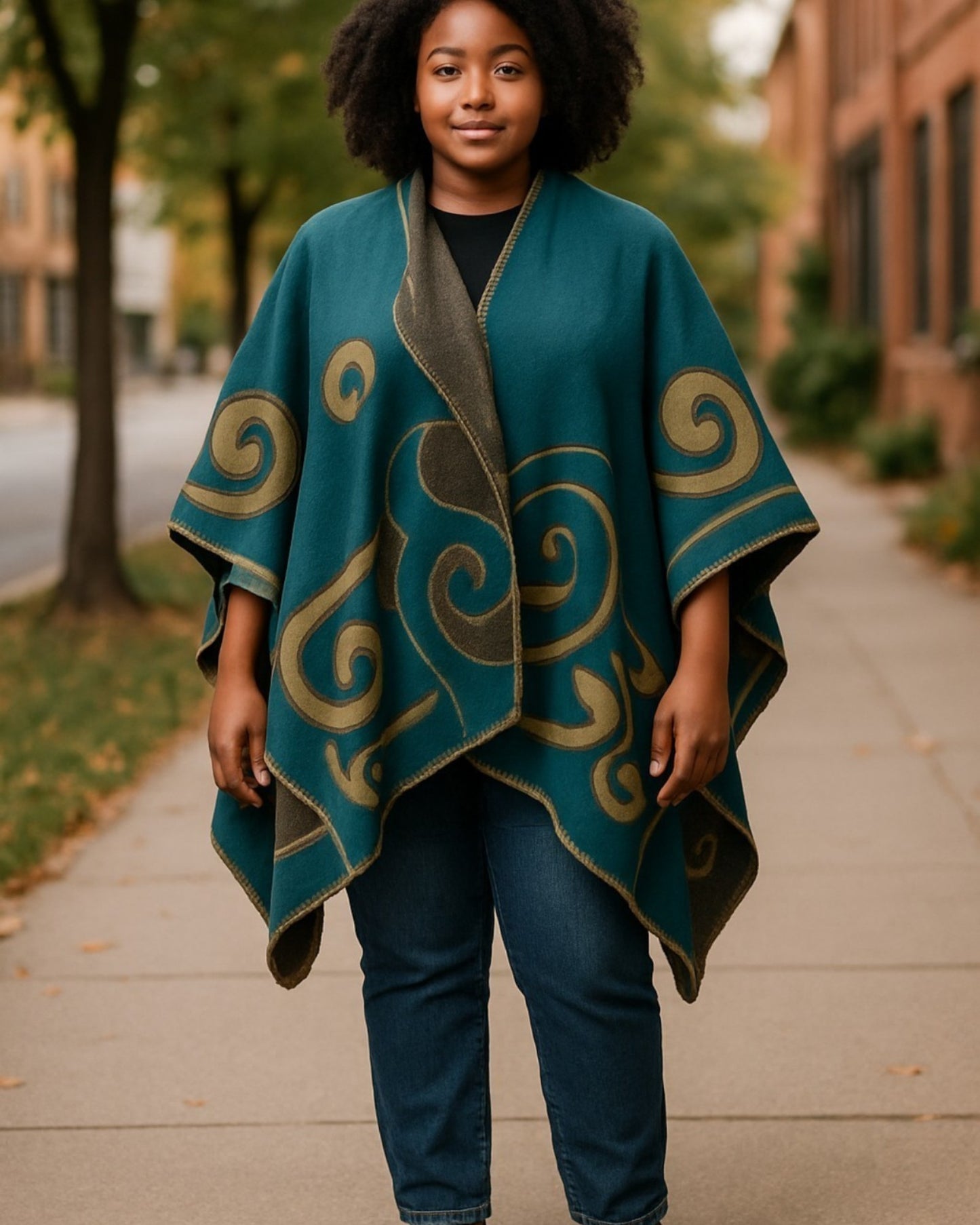 Cape with curls design Teal