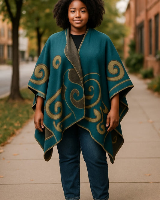 Cape with curls design Teal