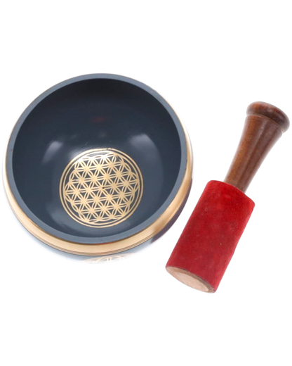 SINGING BOWL - Flower of Life Grey 10cm