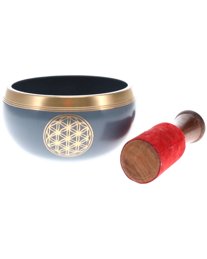 SINGING BOWL - Flower of Life Grey 10cm
