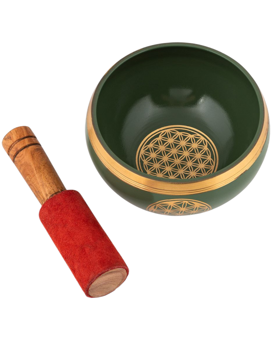 SINGING BOWL - Flower of Life Green 10cm
