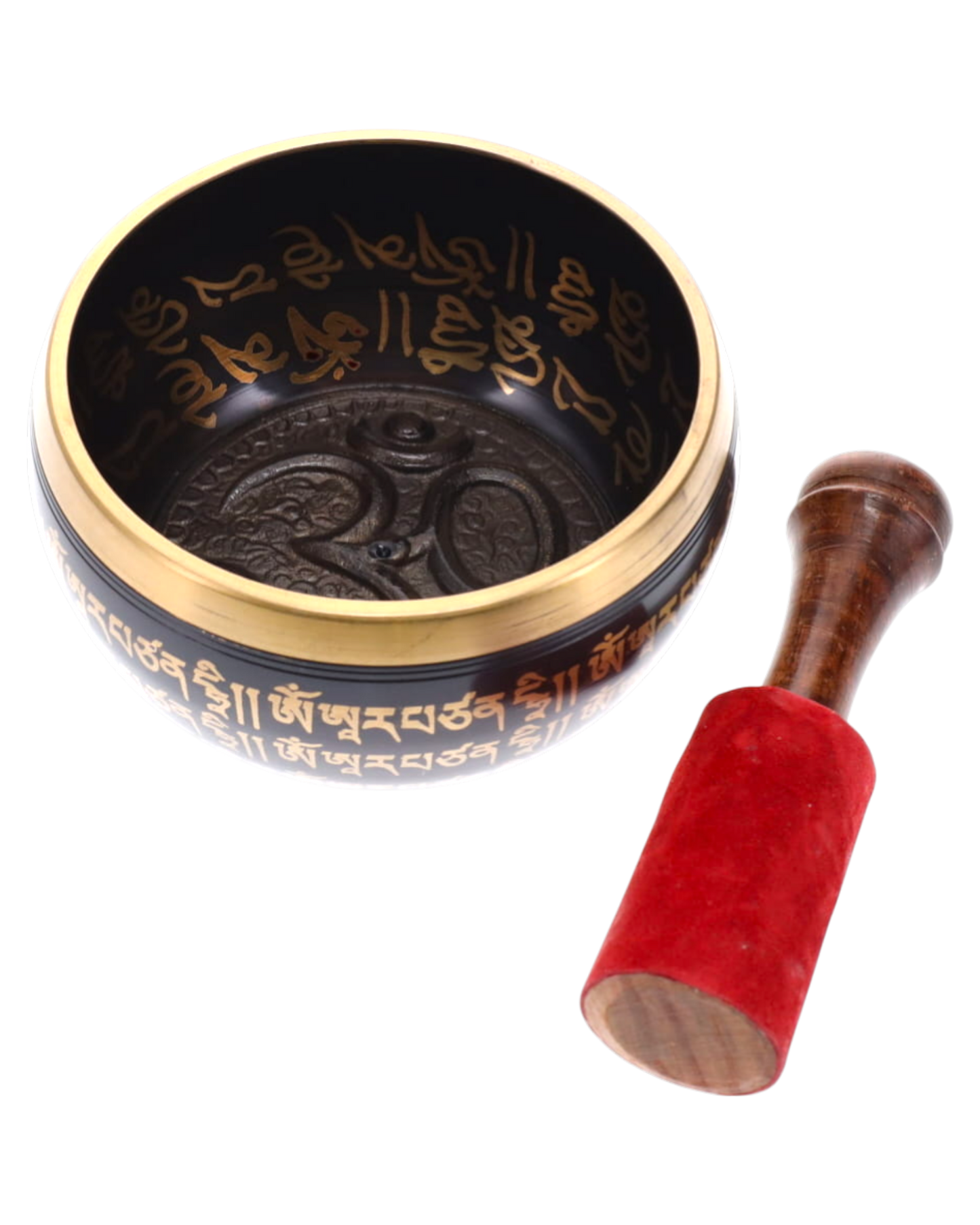 SINGING BOWL - Om Matra Black Etched 10cm