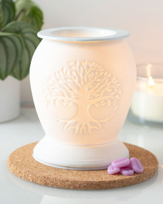 Tree of Life White Ceramic Electric Oil Burner