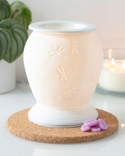 Dragonfly White Ceramic Electric Oil Burner
