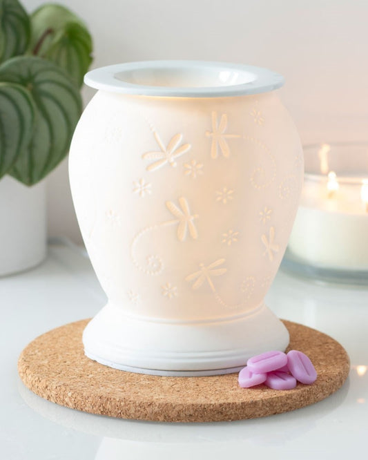 Dragonfly White Ceramic Electric Oil Burner