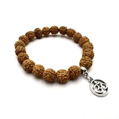 Bodhi Seed Rudraksha Bracelet with Ohm Charm