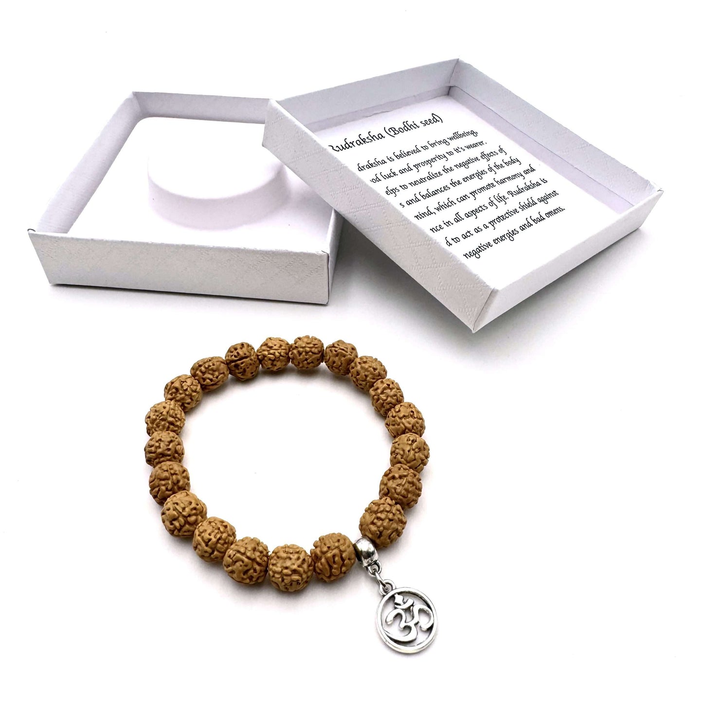 Bodhi Seed Rudraksha Bracelet with Ohm Charm