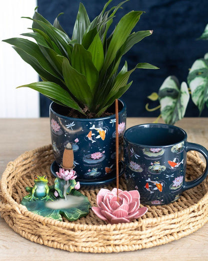 Pond Print Plant Pot with Saucer NEW!