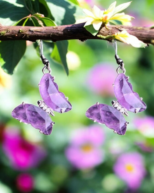 Crystal Butterfly drop earrings