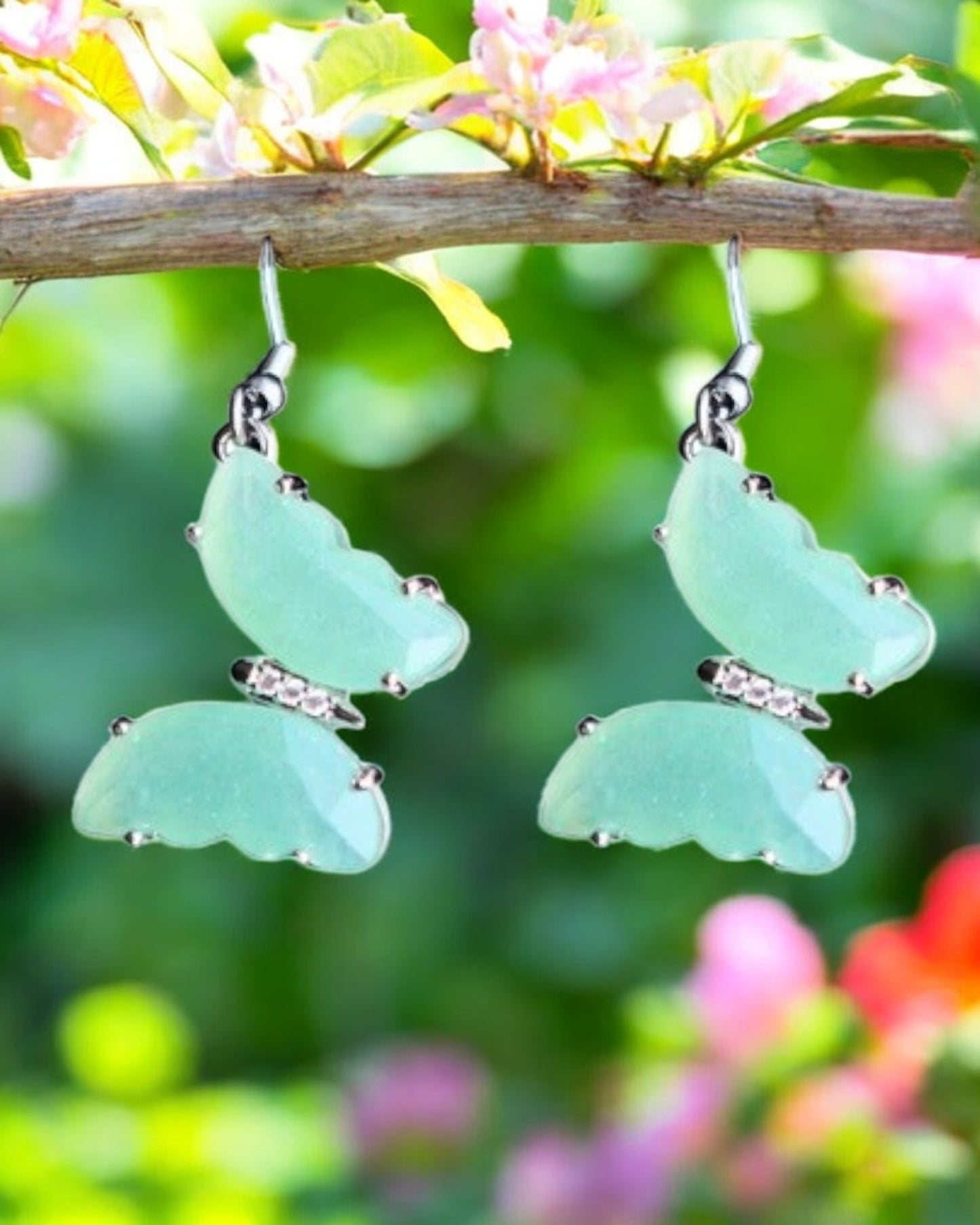 Crystal Butterfly drop earrings