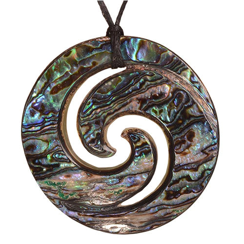 Paua double Koru pendant