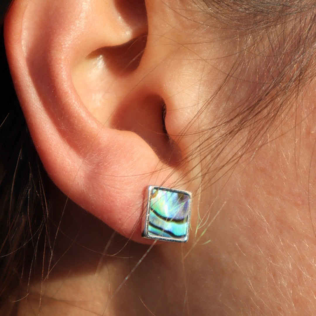 STERLING SILVER PAUA SQUARE STUD