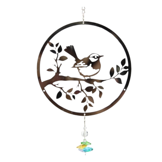 Silver Wren Chime with Crystal