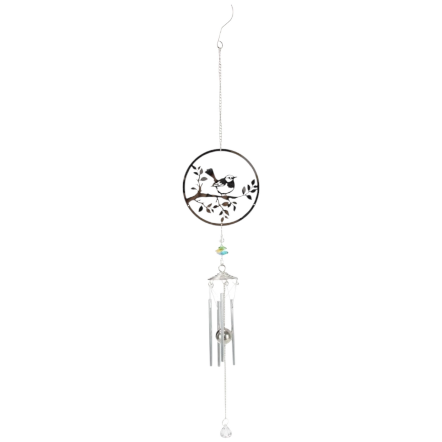 Silver Wren Chime with Crystal