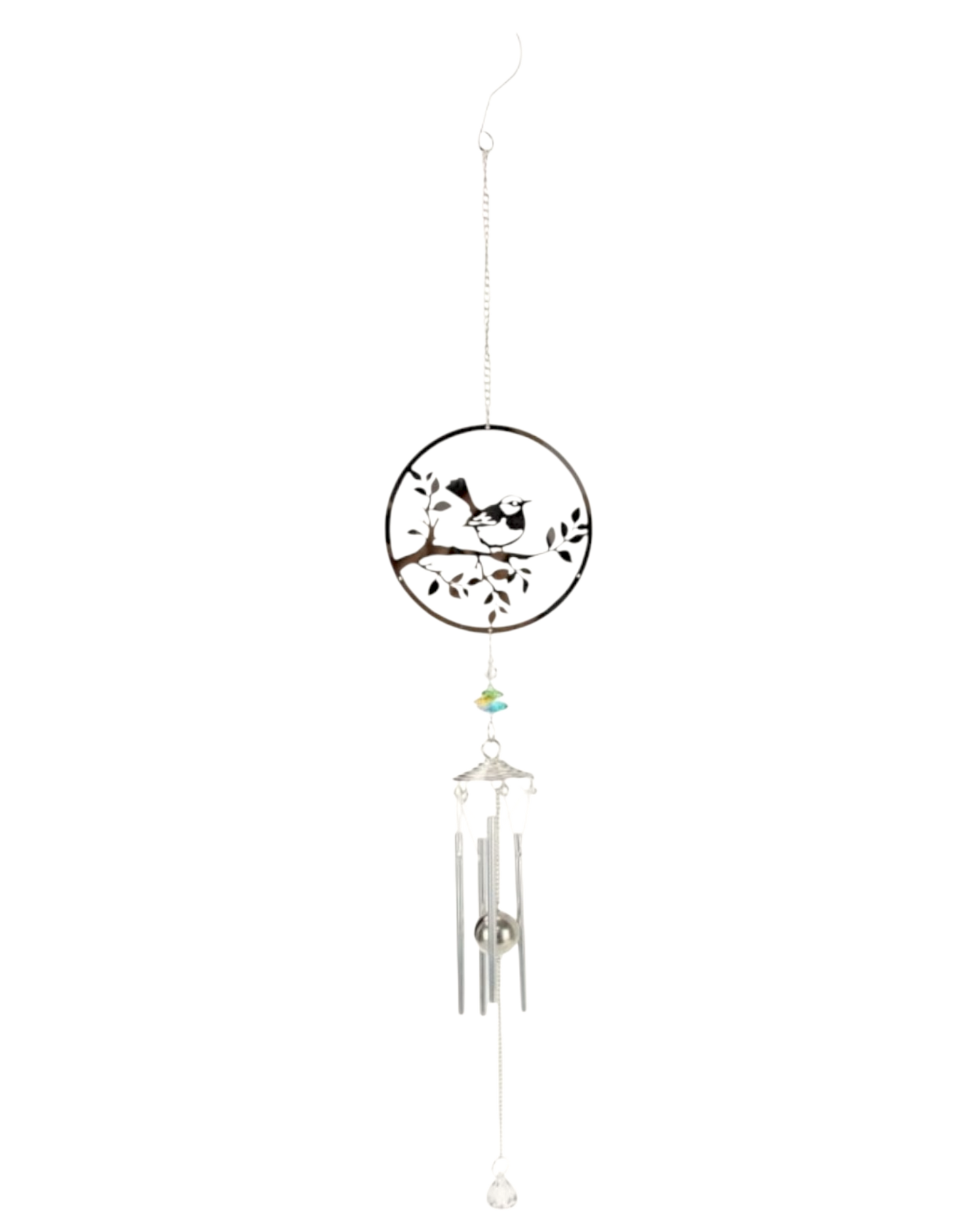 Silver Wren Chime with Crystal