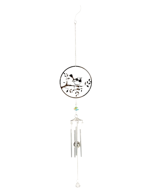 Silver Wren Chime with Crystal