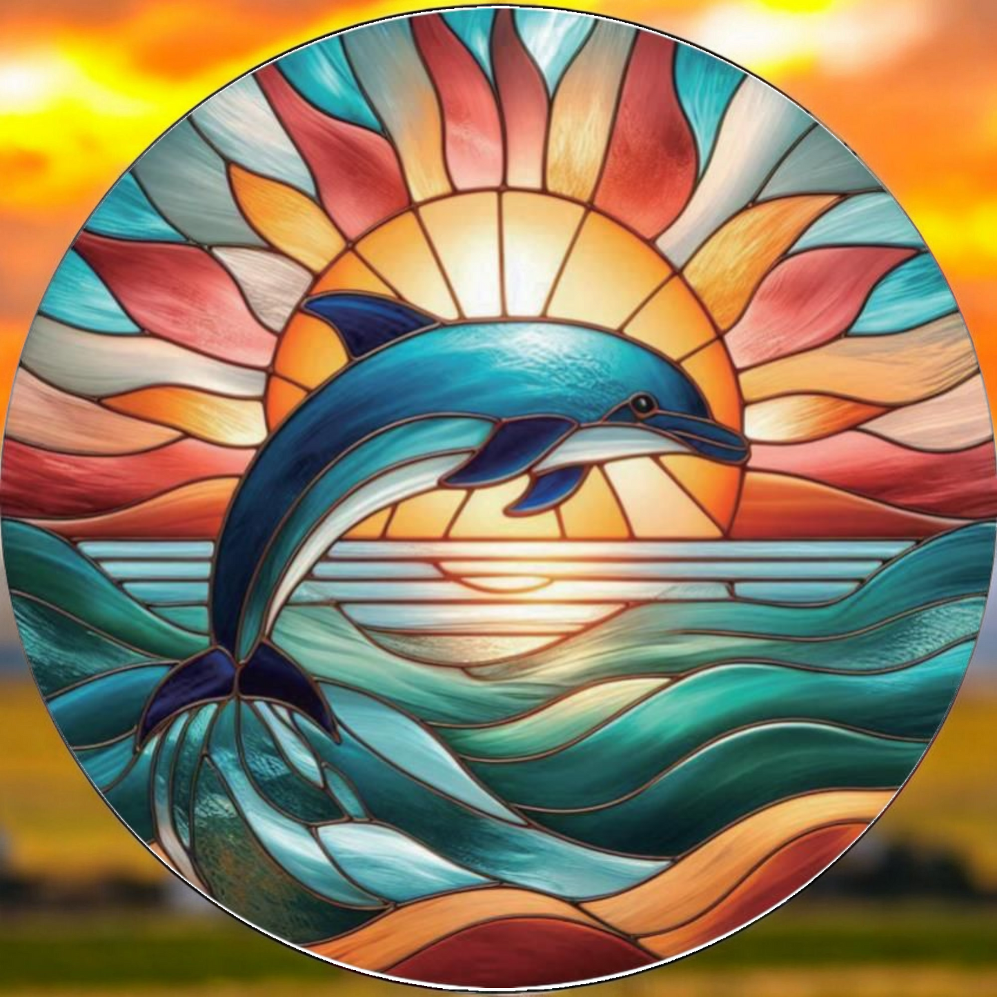 Dolphin Stained Glass Hanger