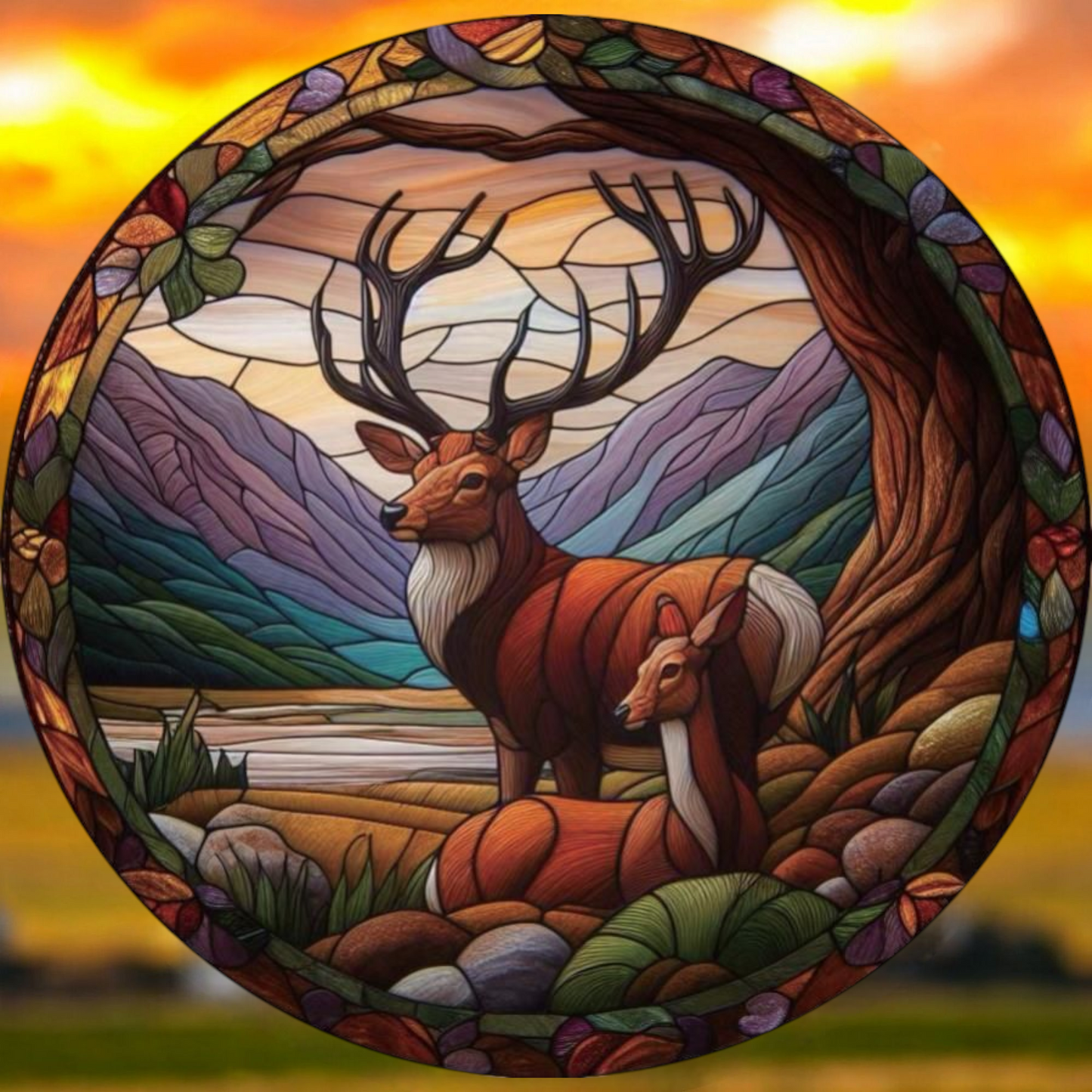 Deers Stained Glass Hanger