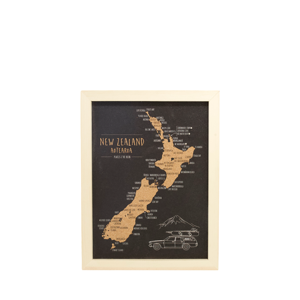 A4 Pin Cork NZ Map