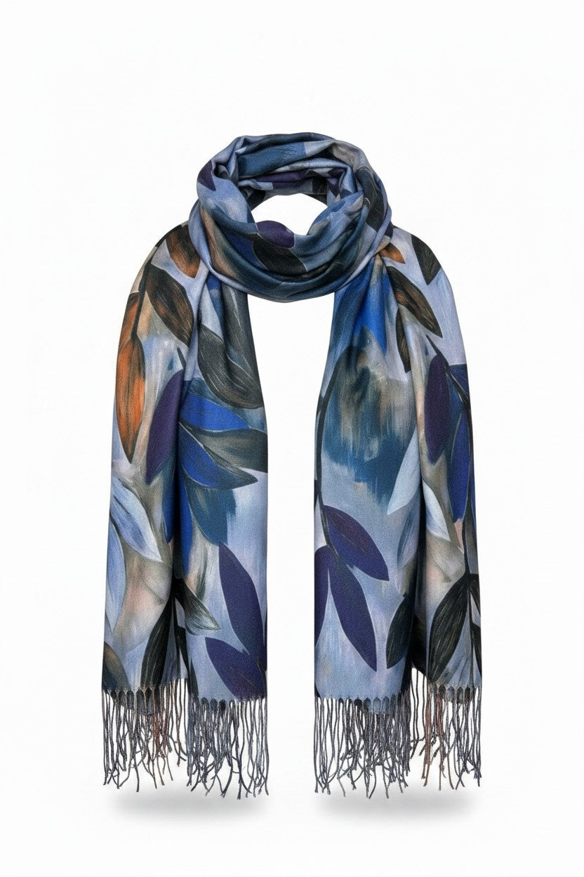 Trailing Leaves Scarf - Blue