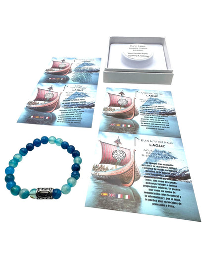 Rune bracelet Aqua Blue Banded Agate Laguz