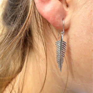 STERLING SILVER FERN DROP EARRINGS