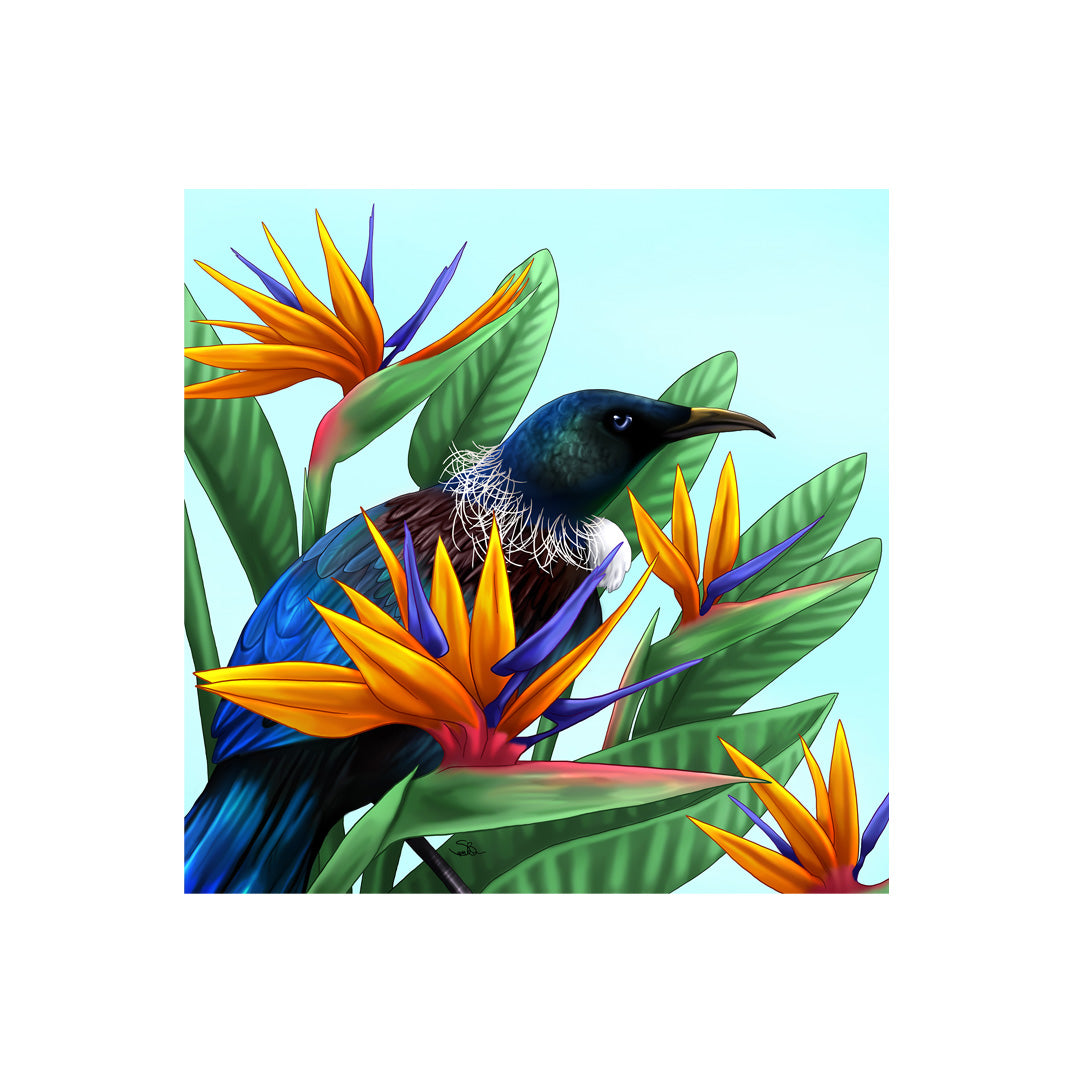 Peeping Tui in Birds of Paradise Ceramic 3D Tile - Sophie Blokker