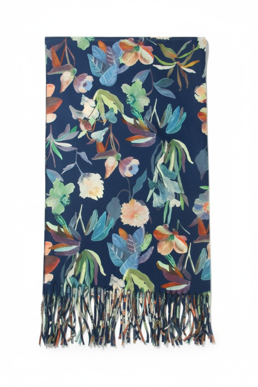 Multi-Floral Scarf - Blue