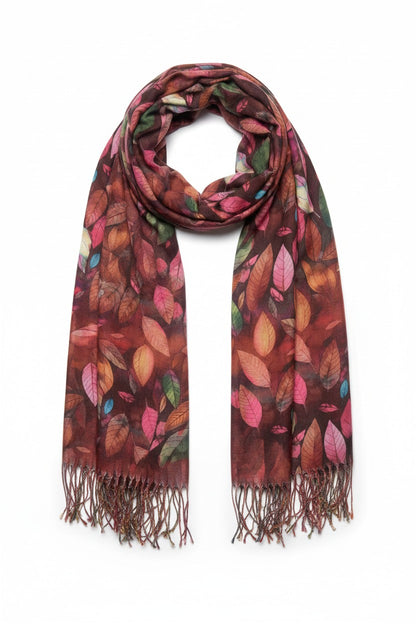 Mixed Leaves Scarf - Rust