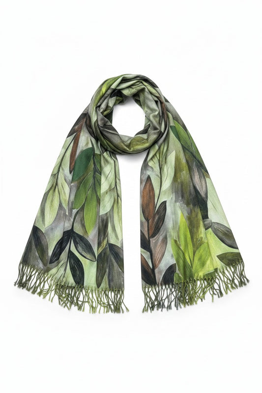 Trailing Leaves Scarf - Lime
