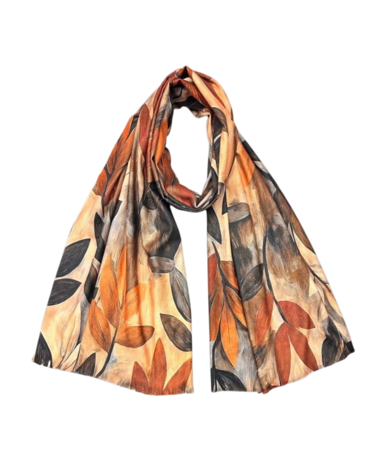 Trailing Leaves Scarf - Orange