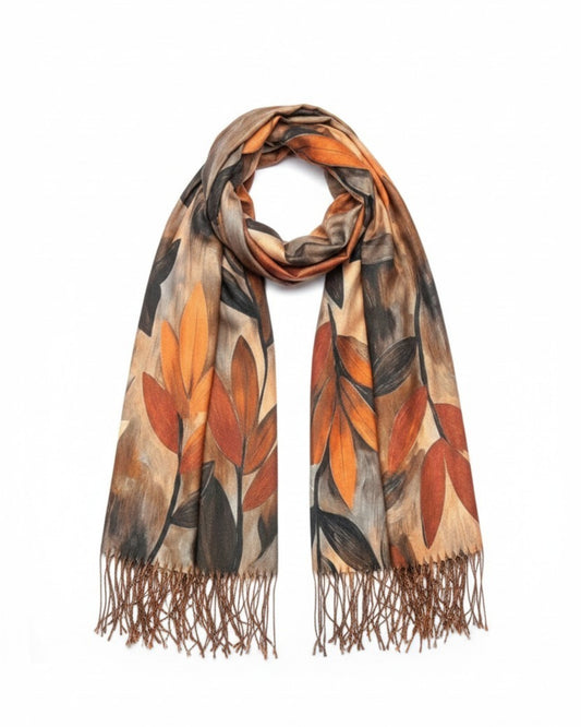 Trailing Leaves Scarf - Orange