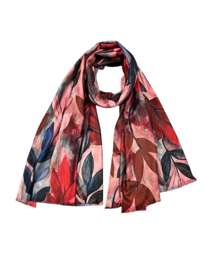 Trailing Leaves Scarf - Red