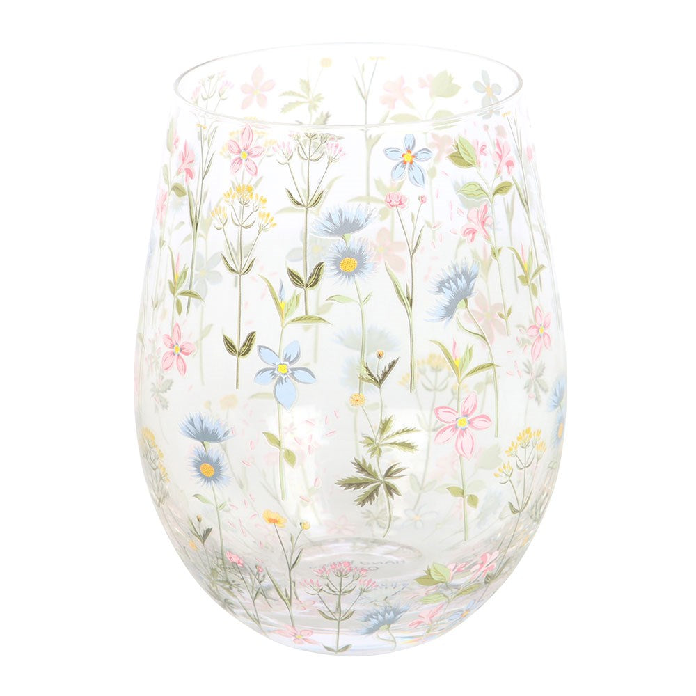 Floral Print Stemless Glass NEW!