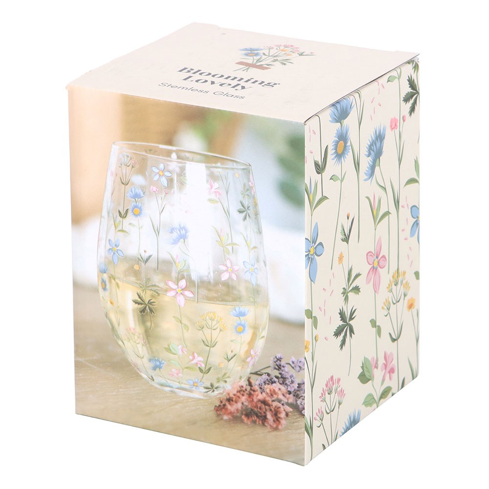 Floral Print Stemless Glass NEW!