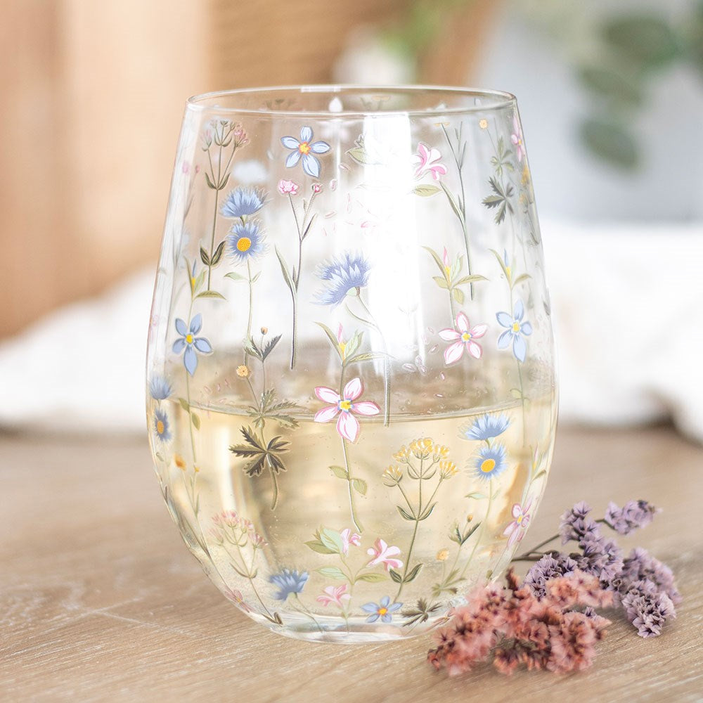 Floral Print Stemless Glass NEW!