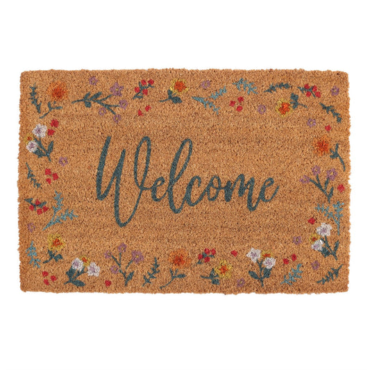 Natural Botanical Welcome Coir Doormat