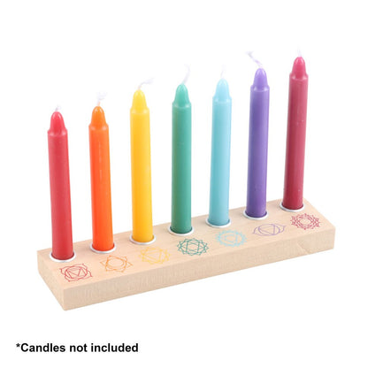 Seven Chakras Wooden Energy Candle Holder NEW!