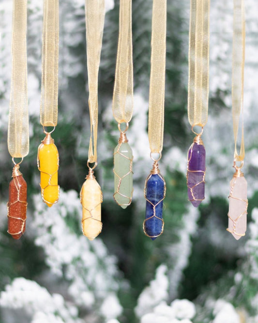 Set of 7 Hanging Crystal Tree Decorations