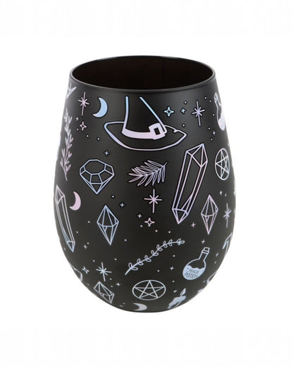 Crystal Witch Print Stemless Glass NEW