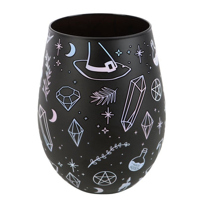 Crystal Witch Print Stemless Glass NEW