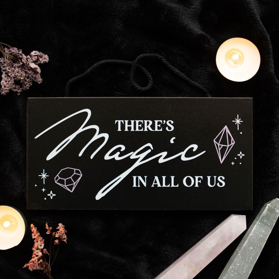 There's Magic in All of Us Crystal Witchy Hanging Sign NEW!