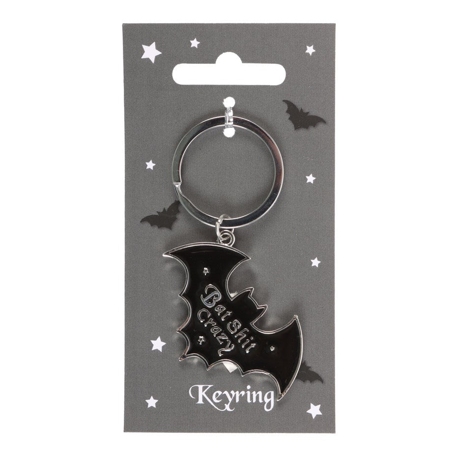 Bat Shit Crazy Metal Keyring NEW!