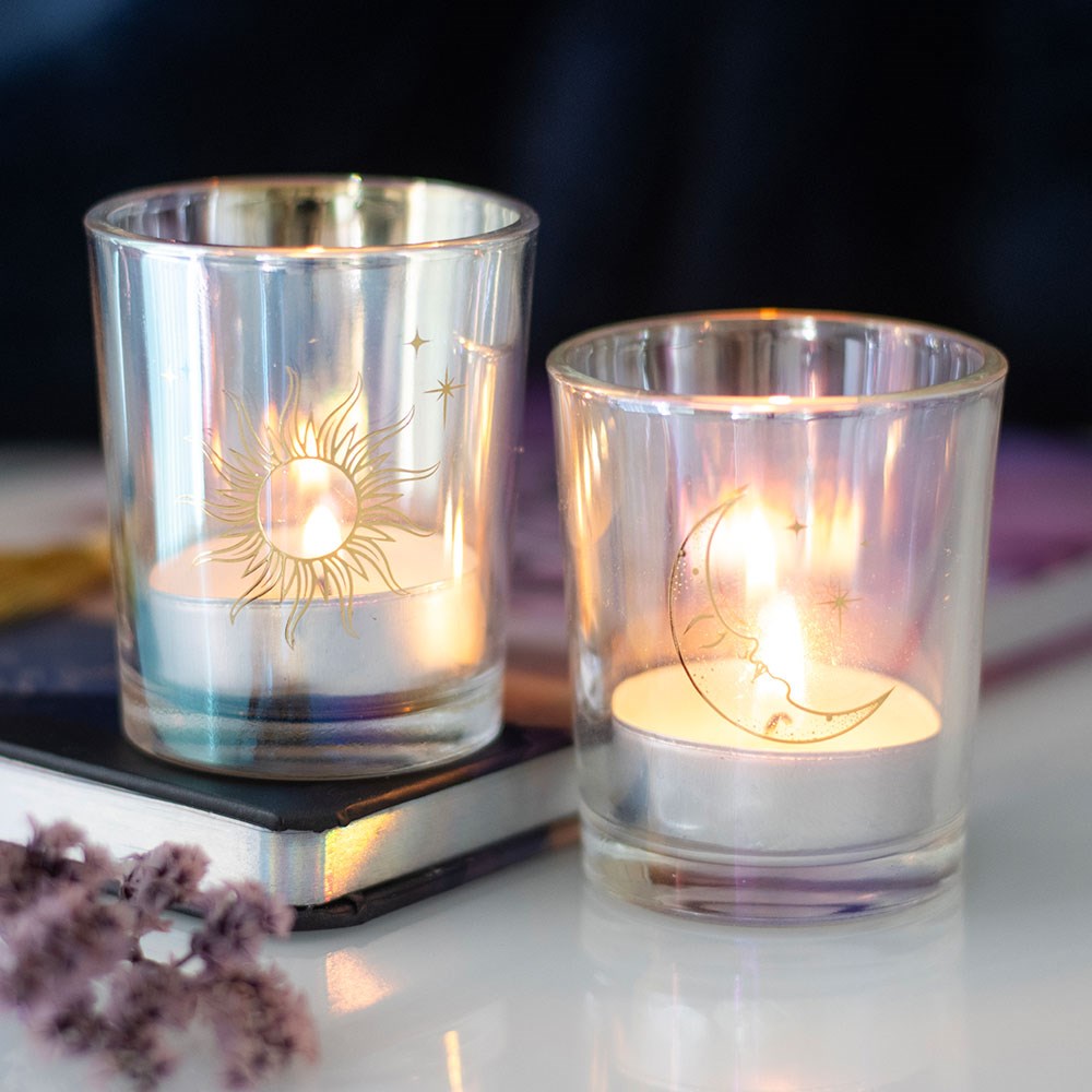 Iridescent Sun and Moon Votive Candle Holders NEW!