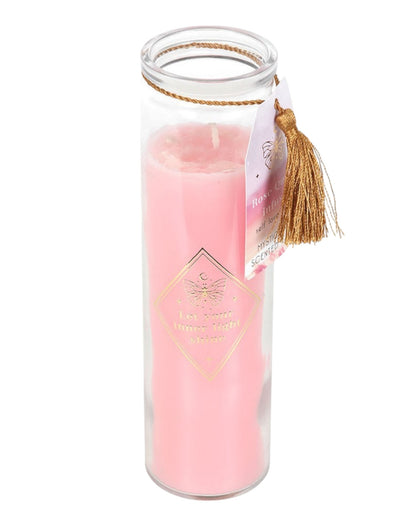 Mystic Rose Tube Candle with Rose Quartz Crystals NEW!